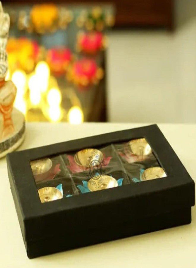 DSH Brass Diyas for Pooja Room Lotus Shape Set of 6 with Gift Box Akhand Jyot Diya Deepak Set for Diwali Festival Gift Item - Image 3